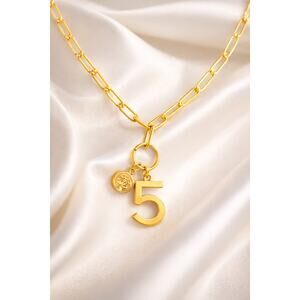 Number 5 Charm Necklace